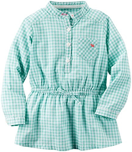 Carters Baby Girls Check Woven Tunic  Mint  3 Months