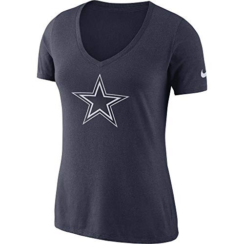 NFL Dallas Cowboys Womens Nike Tri Vault Logo V Neck Tee Navy Medium