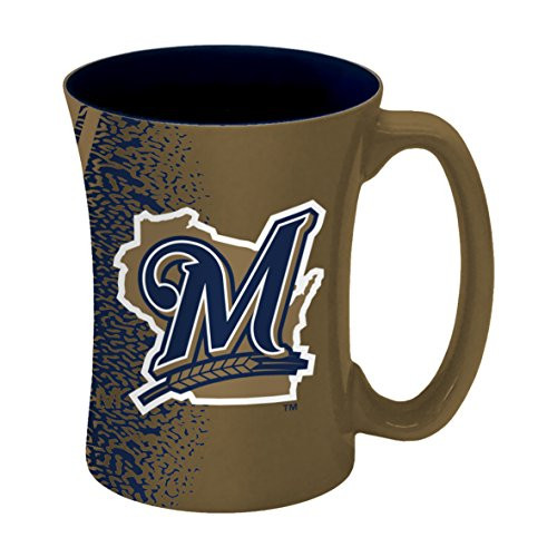 Boelter Brands MLB Milwaukee Brewers Sculpted Mocha Mug 14Ounce