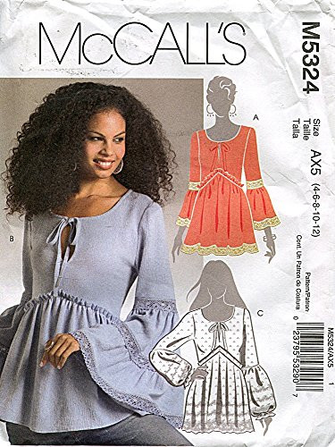 McCall's Pattern 5324 - Misses Tops - Size AX5 (4, 6, 8, 10,12)