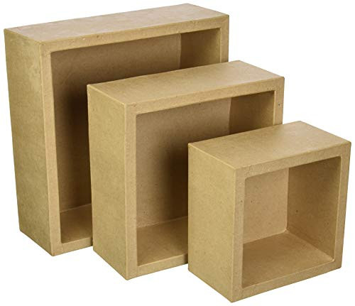 Darice Square Paper Mache Natural 3 Piece