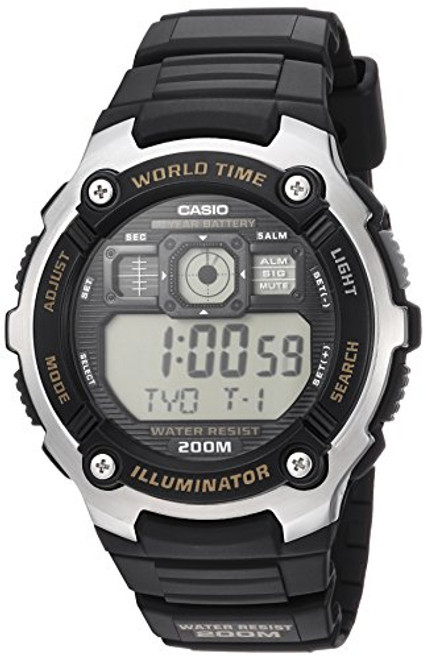 Casio Mens Classic Quartz Watch with Resin Strap Black 24 Model AE2000W9AVCF