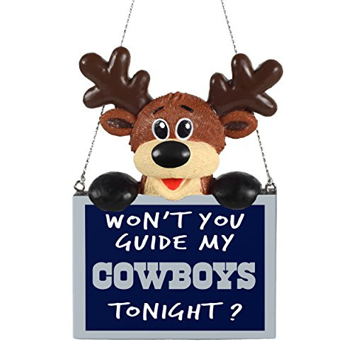FOCO NFL Dallas Cowboys Reindeer with Sign Hanging Tree Holiday OrnamentReindeer with Sign Hanging Tree Holiday Ornament Team Color One Size