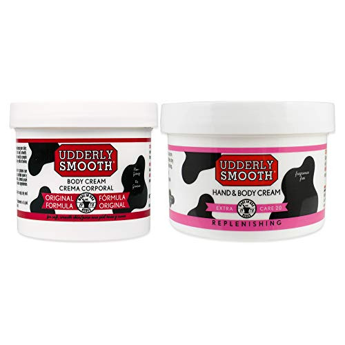 Udderly Smooth Extra Care Cream with 20 urea 8oz  12oz Original Body Cream Jar Bundle 2Count