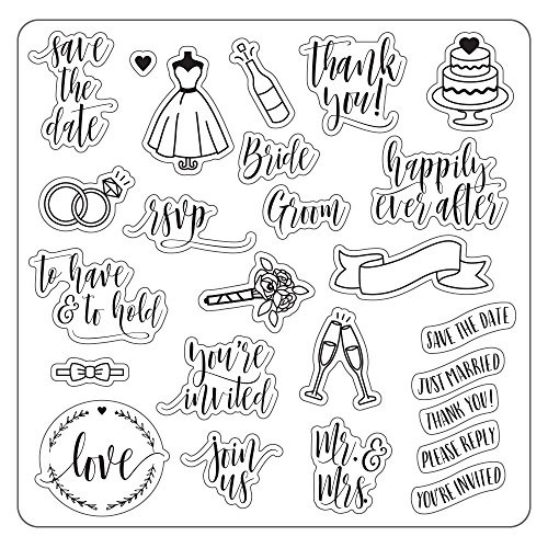Fiskars 127600-1001 Lia Griffith 8X8 Inch Clear Stamps, Wedding Day, Teal Green/White