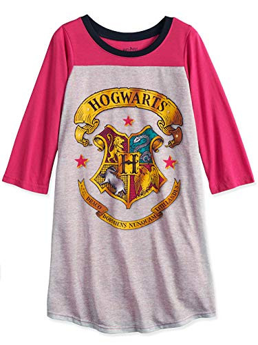 Harry Potter Hogwarts Girls Long Sleeve Nightgown Pajamas 4 PinkGrey