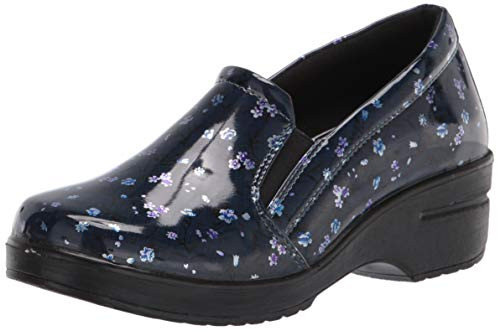 Easy Works by Easy Street womens Leeza Clog Navy Floral Patent 75 US