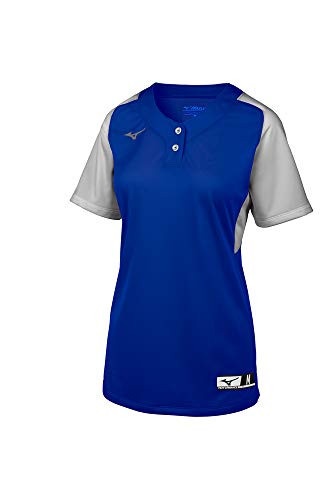 Mizuno Aerolite 2Button Fastpitch Softball Jersey RoyalGrey Medium