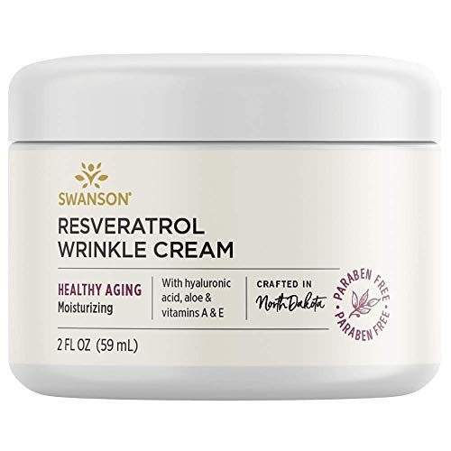 Swanson Resveratrol Wrinkle Cream with Hyaluronic Acid 2 fl Ounce 59 ml Cream