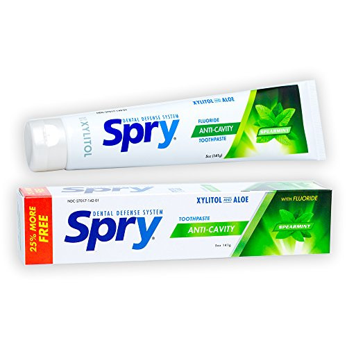Spry Xylitol Toothpaste with Fluoride Natural Spearmint AntiCavity 5 oz