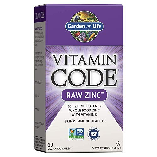 Garden of Life Vitamin Code Raw Zinc 30mg Whole Food Zinc Supplement  Vitamin C Trace Minerals  Probiotics for Immune Support Certified Vegan NonGMO  Gluten Free Zinc Supplements 60 Capsules