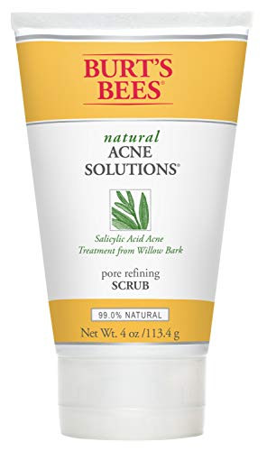Burts Bees Natural Acne Solutions Pore Refining Cleansing Scrub Exfoliating Face Wash for Oily Skin 4 Oz Package May Vary