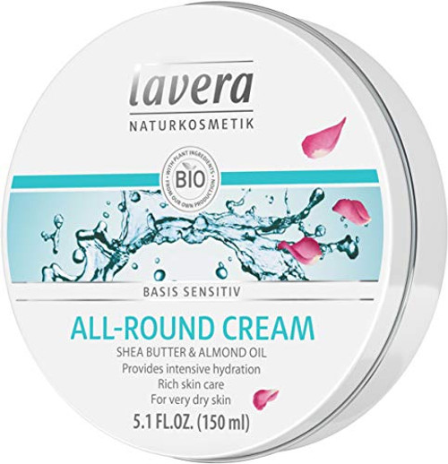 lavera basissensitiv AllRound Cream Moisturizing Body Cream with Shea Butter  Almond Oil to protect dry Skin  for a soft and supple feeling  5 Oz Single