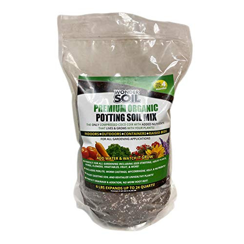 Wonder Soil  Premium Organic Potting Soil Mix Nutrient Rich Coco Coir Expands 6 Lbs Bag to 24 Quarts of Indoor Outdoor Garden Soil  Top Soil for Plants Incl Worm Castings Mycorrhizae Perlite