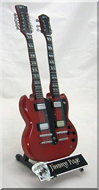 Jimmy Page Miniature Guitar Led Zeppelin Doubleneck w Guitar Pick Jimmy Page Miniature Guitar Led Zeppelin Doubleneck w Guitar Pick