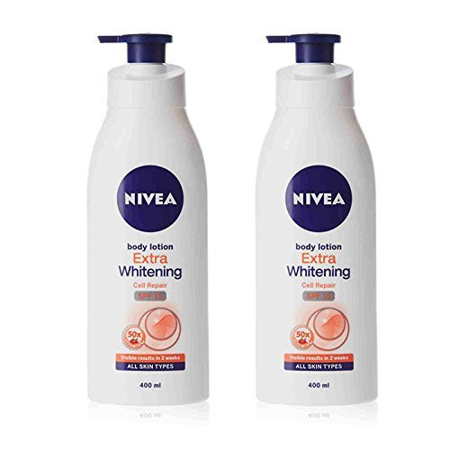 2 Lots X Nivea Extra Whitening Cell Repair Body Lotion SPF 15 400ml