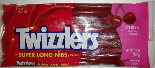 Twizzlers Cherry Flavored Super Long Nibs Candy 11 Oz Bag  PACK OF 1