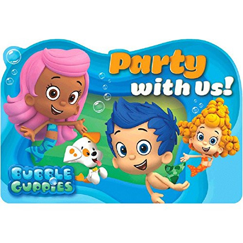 Aqua Awesome Bubble Guppies Birthday Party Postcard Invitations, Paper, 4" x 5", Pack of 8
