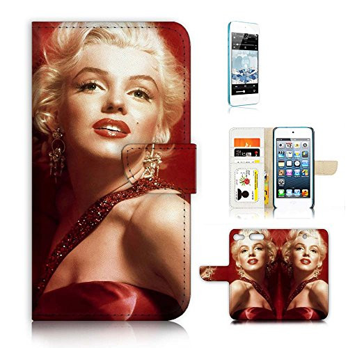 ( For iPod Touch 5 6 / iTouch 5 6 ) Flip Wallet Case Cover & Screen Protector Bundle - A21329 Marilyn Monroe in Red