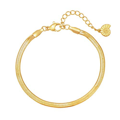 Happiness Boutique Women Bracelet Gold Color Flat Snake Chain Bracelet Stainless Steel