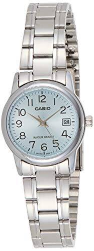 Casio LTPV002D2B Womens Standard Stainless Steel Light Blue Dial Date Watch