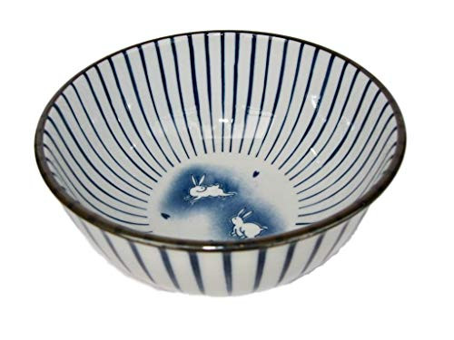 Japanese 622 inch diam Juso with rabbits pattern Large rice bowl Donburi Soup Noodle or Serving Bowl Multipurpose Bowl Chawan from Japan