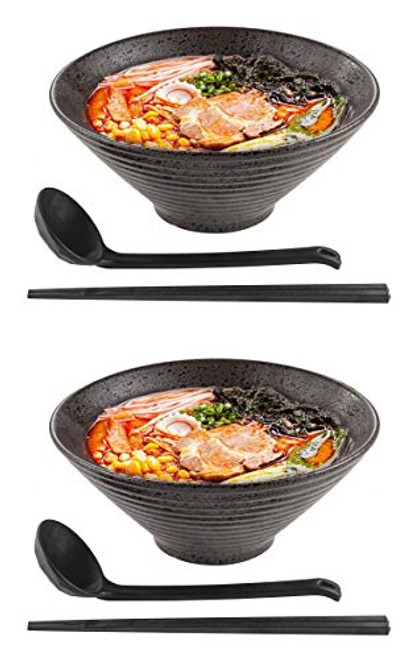 Tikusan 2 Japanese Ramen Noodle Soup Bowls Set 51 oz with Soup Spoons and Chopsticks for Udon Soba Pho Asian Noodles Japanese Style Serving Ceramic Bowls Tikusan 2 Japanese Ramen Noodle Soup Bowls Set 51 oz with Soup Spoons and Chopsticks for Udon Soba Pho Asian Noodles Japanese Style Serving Ceramic Bowls