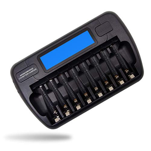 Enevolt AA AAA NiMH NiCD Rechargeable Battery Charger Discharge Refresh Function with LED Indicator  8Slot with LCD Display