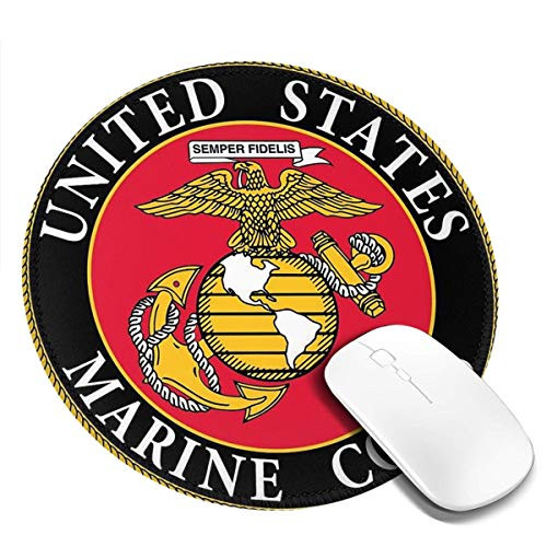 Customized Mouse Pad United States Marine Corps Waterproof NonSlip Rubber Base Round Mouse Mat for Working Office Laptop Computer  Pc 79x79 in