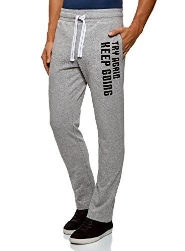 oodji Ultra Mens Jersey Trousers with Drawstrings Grey US 32  M