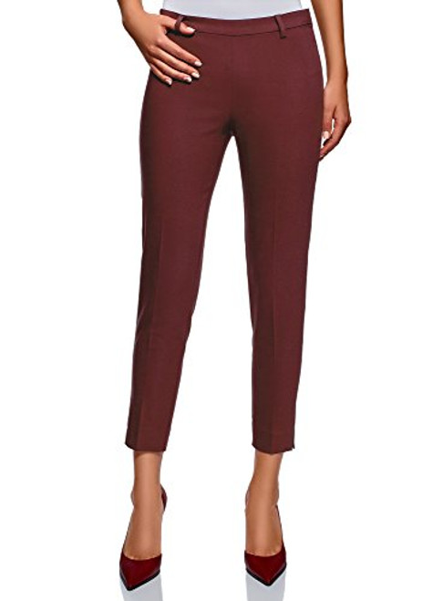 oodji Collection Womens SlimFit Trousers with Side Zipper Red 10