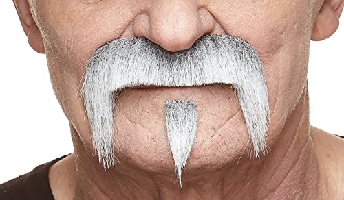 Mustaches Self Adhesive Fake Mustache Novelty The Zappa False Facial Hair Costume Accessory for Adults Gray with White Color