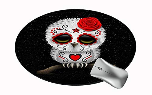 Sechao Customized Round Office Mouse Pad NonSlip Rubber Mouse Pads Cute Mat Sugar Skull Owl
