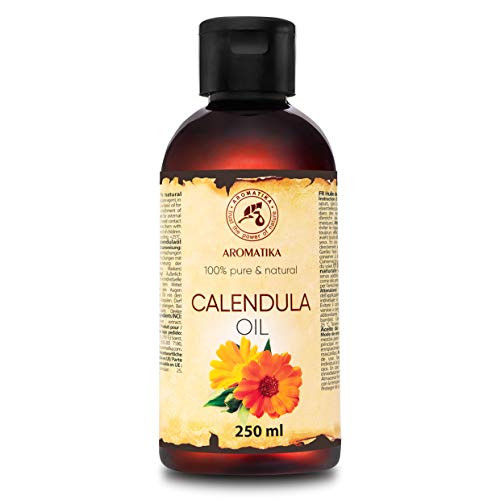 Calendula Oil 845oz 250ml  Calendula Officinalis Flower Extract  Infused  Almond Oil Base  100 Pure  Natural  Marigold Oil  Benefits for Skin Nails Hair Face Body  by Aromatika