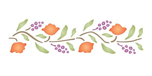 Folk Art Stencil  5 x 125 inch  Flower Decor Border Stencils