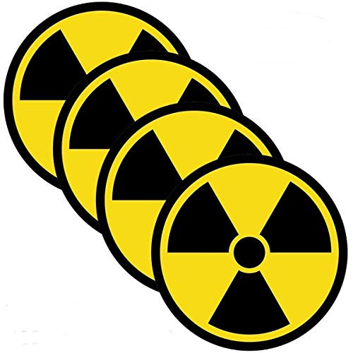 OutdoorIndoor 4 Pack 4 X 4 Radiation Nuclear Symbol Danger Safety Warning Sign Label Sticker Decal  Back Self Adhesive Vinyl