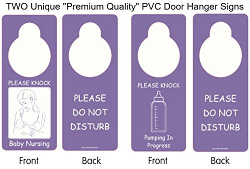 Two Unique Premium Quality Door Hangers OnePlease Knock Baby Nursing Please Do Not Disturb and OnePlease Knock Pumping in Progress Please Do Not Disturb DoubleSided Door Sign Hangers