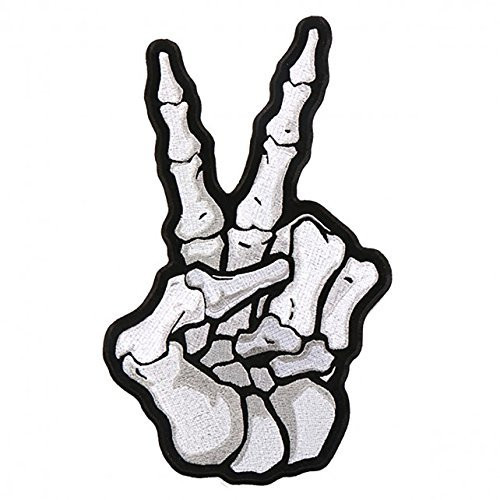 Embroidered SKELETON PEACE SIGN PATCH IronOn  SewOn  3 x 5