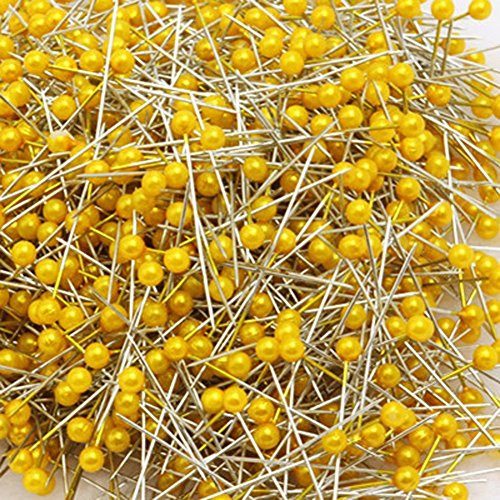 Wetco 800 Pcs 35 cm Round Pearl Head Pins Dressmaking Pins Corsage Florists Weddings Sewing Pin Yellow