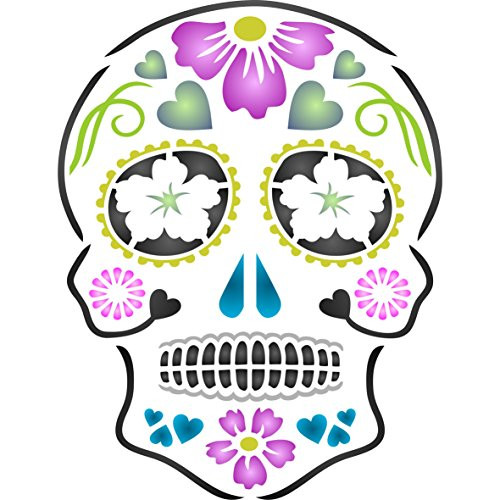 Day of The Dead Sugar Skull Stencil  5 x 65 inch S  Posters Words Quotes Cinco de Mayo Stencils