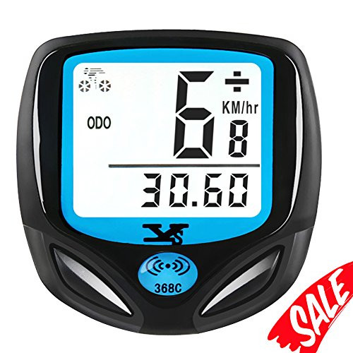 007KK Bike Speedometer Waterproof Wireless Bicycle Bike Computer and Odometer with Automatic Wake-up Multi-Function LCD Backlight Display Cycling Odometer (White)