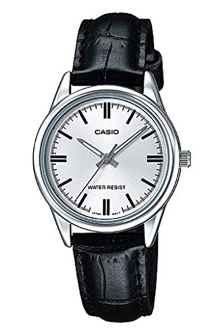 Casio Womens LTPV005L7A Silver Dial Genuine Leather Band Watch
