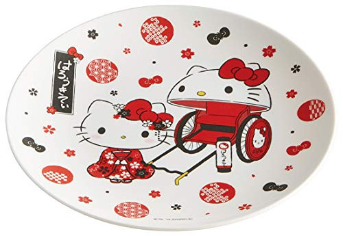 Skater Plastic Plate 20cm Round Red  White for Children Kids Japan Import Sanrio Hello Kitty Kimono MPL20P