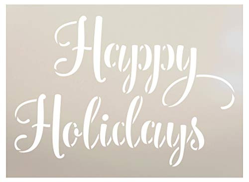 Happy Holidays Script Stencil by StudioR12  DIY Simple Christmas Home Decor  Winter Farmhouse Cursive Word Art  Craft  Paint Wood Signs  Reusable Mylar Template  Select Size 75 x 55 inch