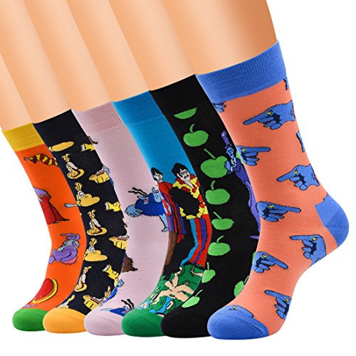 Eilin Mens Fun Dress SocksColorful Funny Novelty Crew Socks PackFunky Patterned Socks EE6 Pack