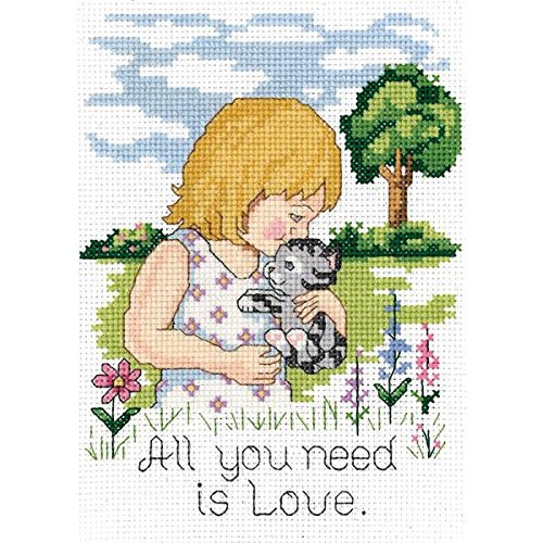 Janlynn 21-1746 All You Need is Love 5 by 7-Inch Counted Cross Stitch Kit, Mini