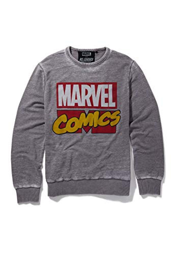 Recovered Marvel Comics Classic Retro Logo Mid Grey Sweatshirt Size M