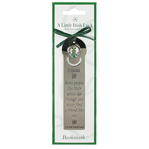 A Little Irish Luck Four Leaf Clover and Claddagh with Friend Quote on Metal Bookmark A Little Irish Luck Four Leaf Clover and Claddagh with Friend Quote on Metal Bookmark