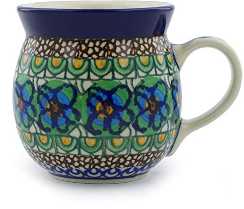Polish Pottery Bubble Mug 8 oz Mardi Gras UNIKAT