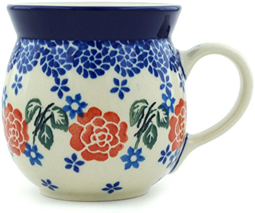 Polish Pottery Bubble Mug 8 oz Rose Burst